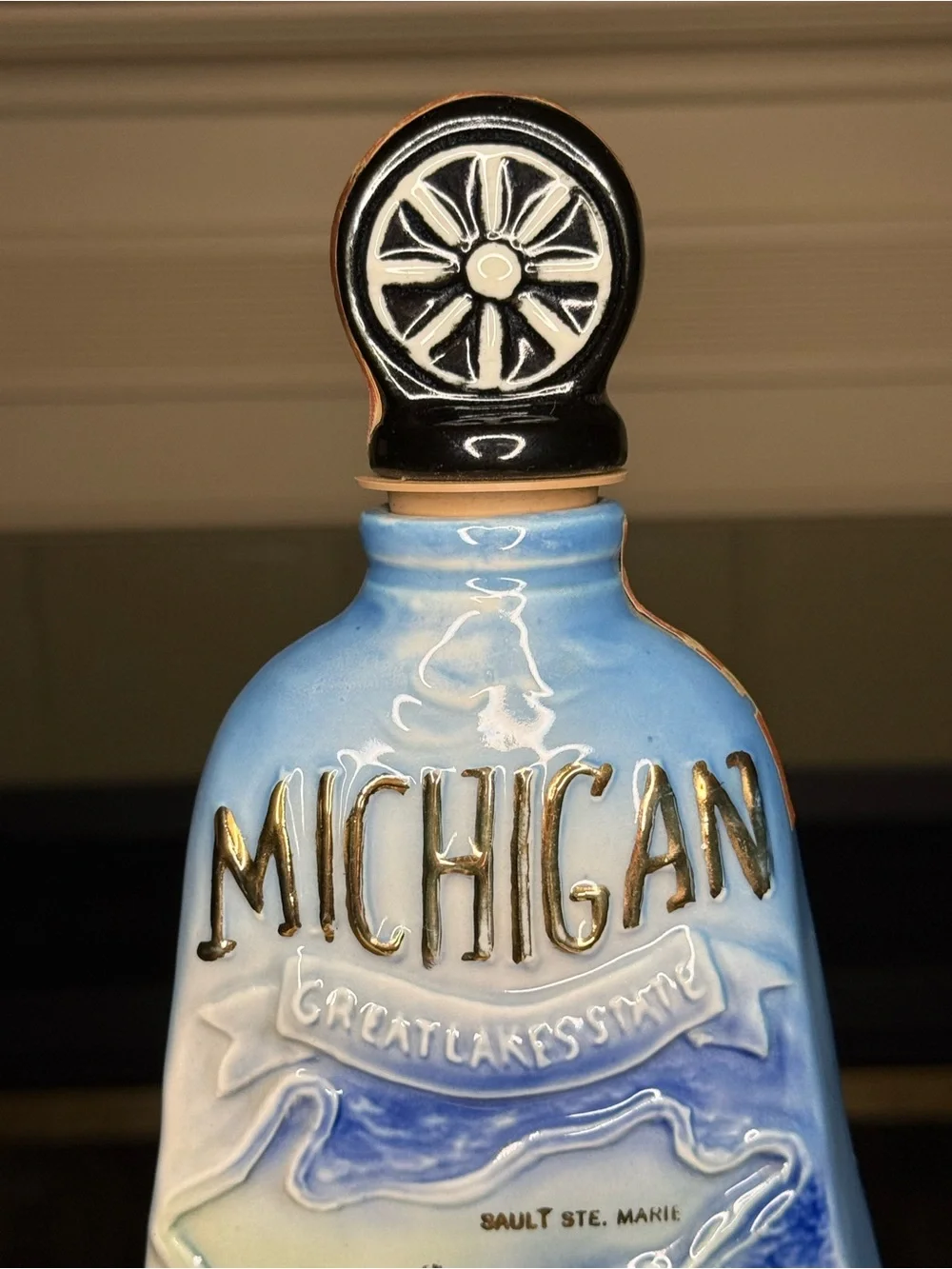 Jim Beam Michigan 1972 Decanter-Collectible-Tax Stamp Tape & Plastic Stopper